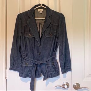 LOFT Blue Jean Jacket with Belt